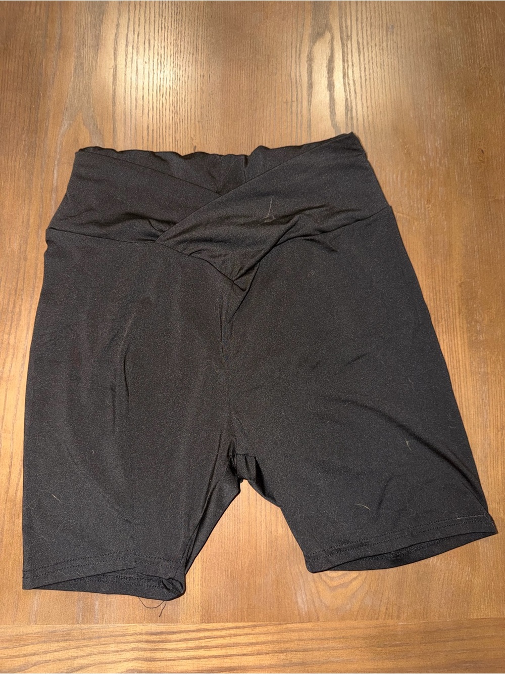 Black Women's High-Waist Fold-Over Bike Shorts